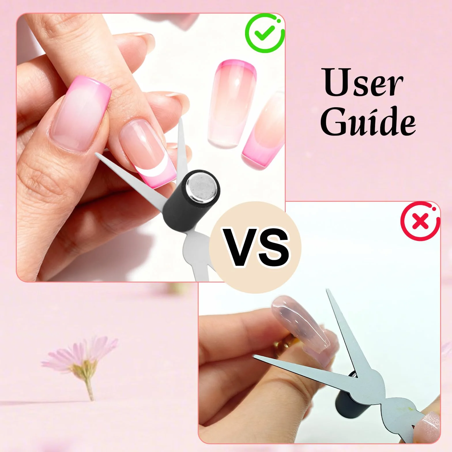 Zestaw Magnesów Kocie Oko, 2-w-1 Nożycowe Blaszki i Cylindryczne Magnesy Paznokci do French Tip Żelu Kocie Oko Przybory Zdobienia Paznokci do Domu Studia Salonu Manicure DIY