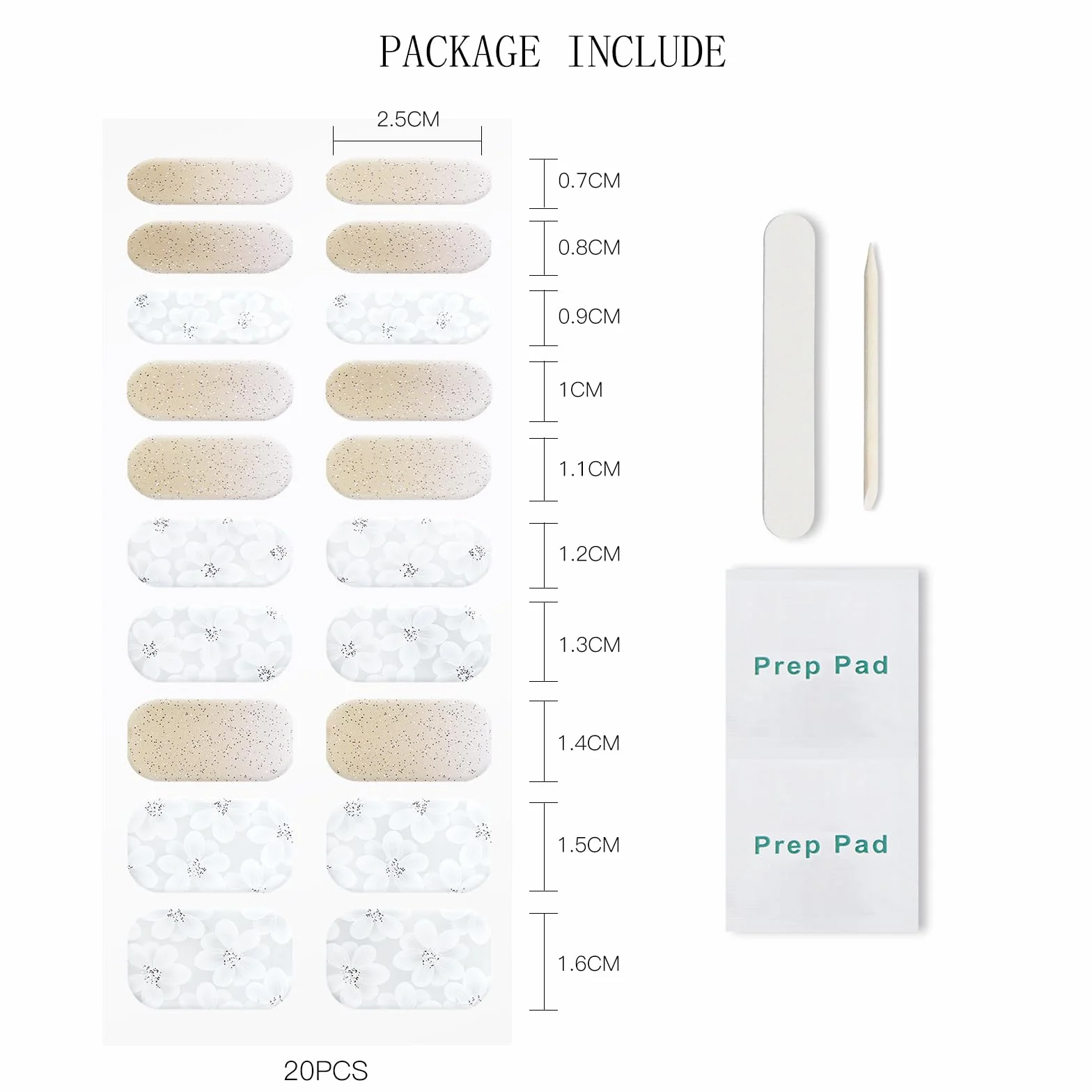 JMEOWIO Białe Kwiaty Glitter Folia do paznokci Żel UV Nail Art Naklejki Naklejki na paznokcie Selbst Sticking Nail Decoration