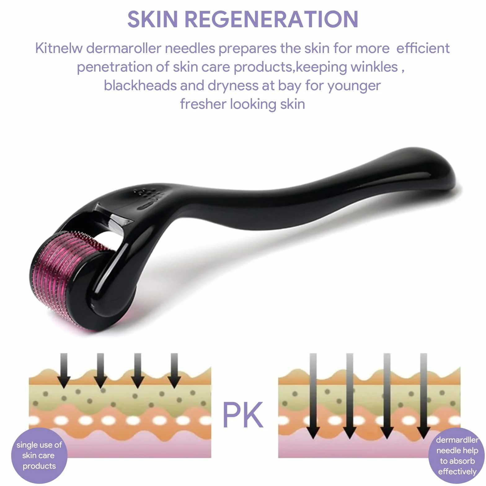 Derma Roller 1mm Tytanowe Mikroigły 0.5mm Mikroigły Uroda Twarzy Rolka