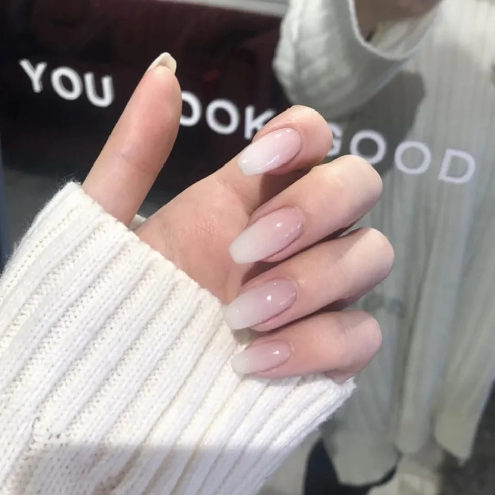 LOPHE Press On Nails Sztuczne paznokcie krótkie prostokątne cieliste 24 sztuki