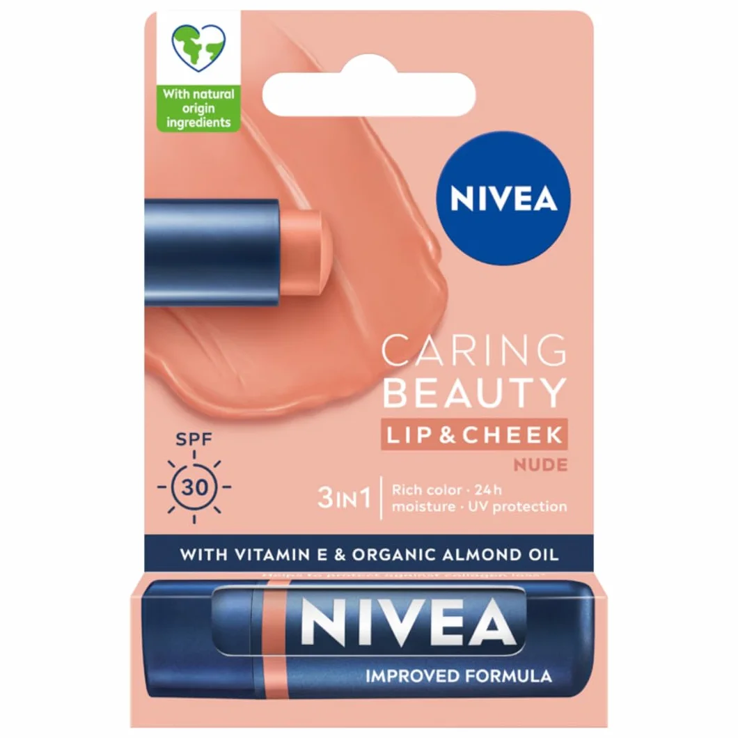 NIVEA Pielęgnująca pomadka do ust Caring Beauty 3w1 Nude 4,8 g