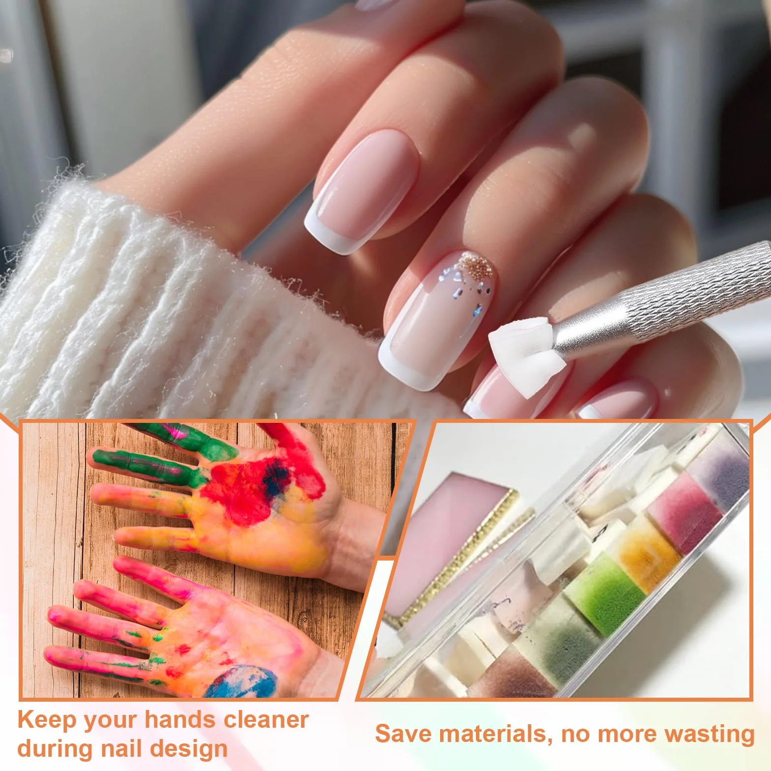 200 sztuk gąbek do zdobienia paznokci z metalowym chwytakiem, gąbka, pędzel, akcesoria do stylizacji paznokci, aplikator do manicure, gradientu, gąbek, do tworzenia wzorów