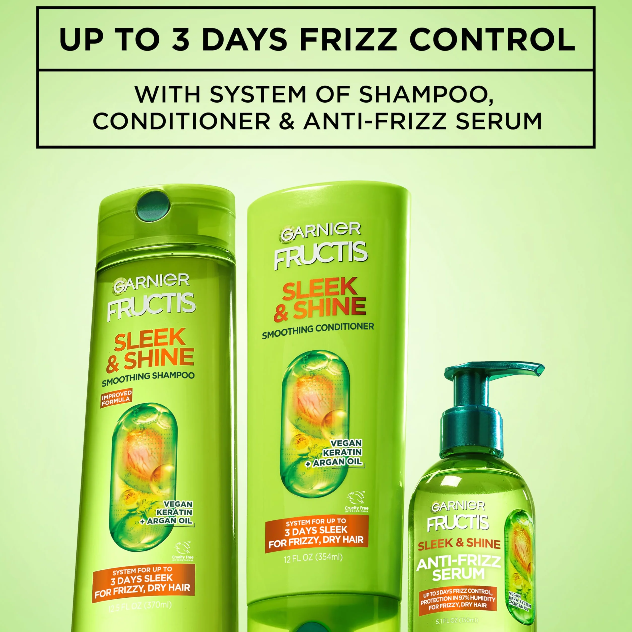 Garnier Pielęgnacja włosów Fructis Sleek & Shine Serum przeciw puszeniu się, 5,1 uncji płynu