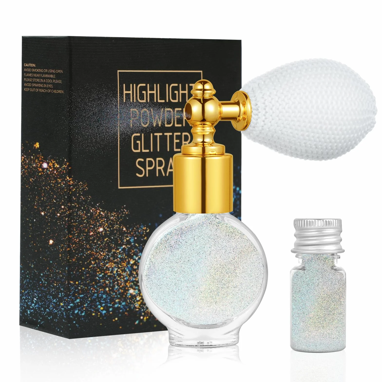 AOOWU Brokat Spray do ciała i włosów, Glitter Spray w proszku wróżki makijaż, makijaż ciała brokat proszek do makijażu twarzy ciała