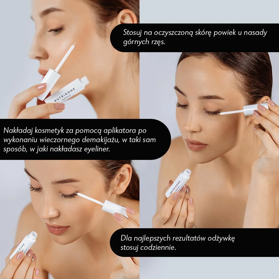NUTRIDOME Odżywka do rzęs 3ml - silny i szybki wzrost rzęs, przedłuża i zagęszcza rzęsy, kosmetyki naturalne, bez hormonów