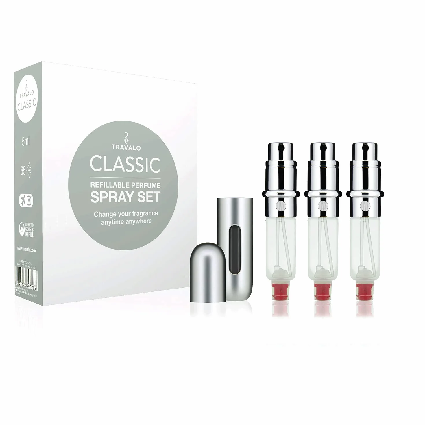 Travalo Classic Set Silver Atomizer z 3 wkładami