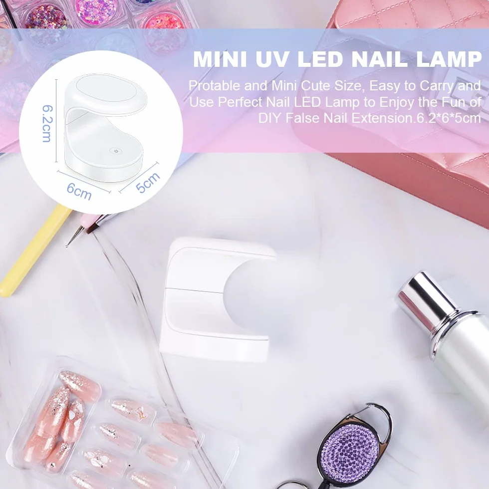 URAQT Mini Led Lampa do Paznokci, 16W Przenośne Lampy USB LED UV, Profesjonalna Lampa do Paznokci LED z USB i 2 Timerami (60s, 120s), do Paznokci do Domu i Salonu Manicure