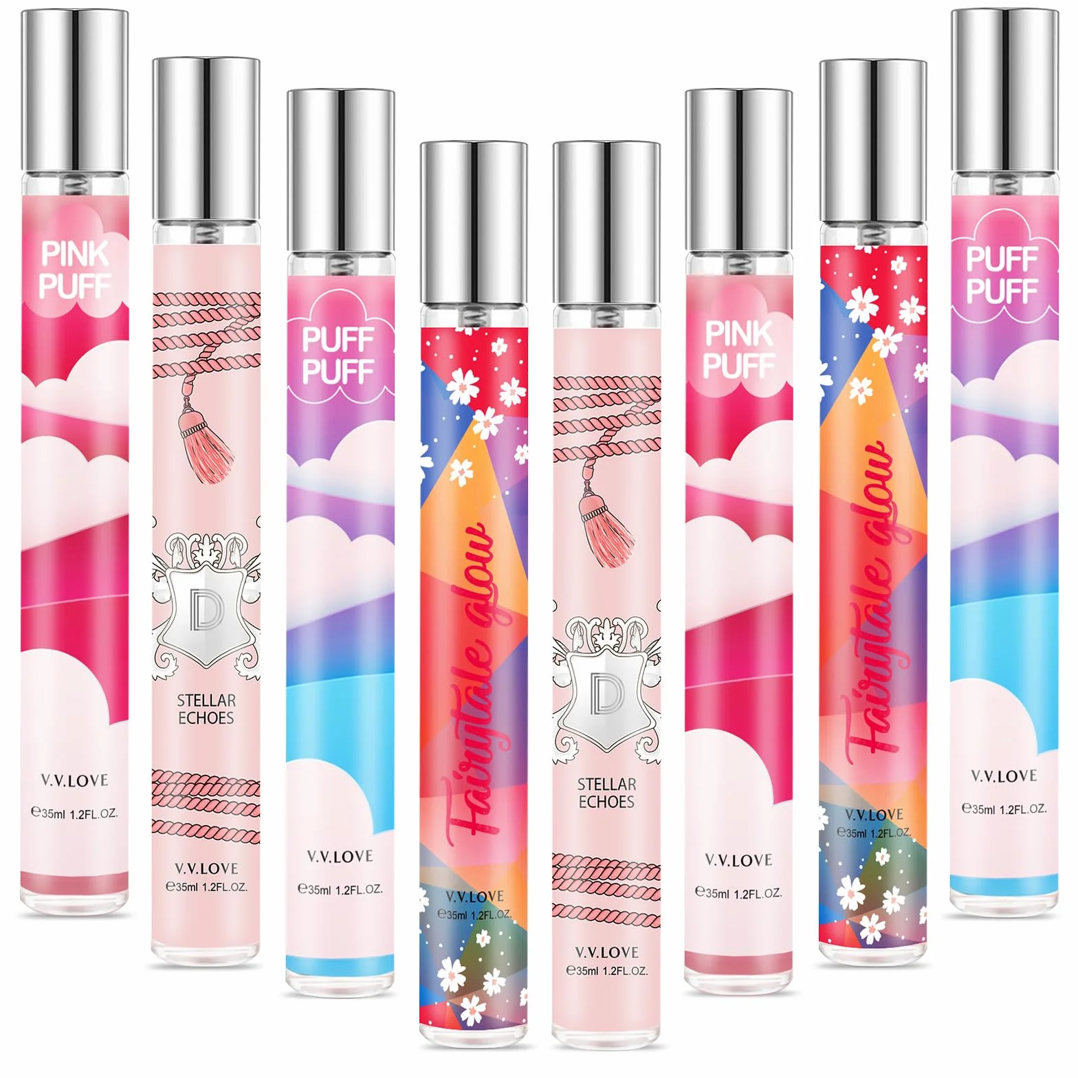Perfumy premium na prezent dla kobiet – 8 x 35 ml mini zapachy damskie – o słodkim zapachu kwiatów i owoców, przyjazne w podróży, prezent dla niej, na Boże Narodzenie, urodziny, Walentynki