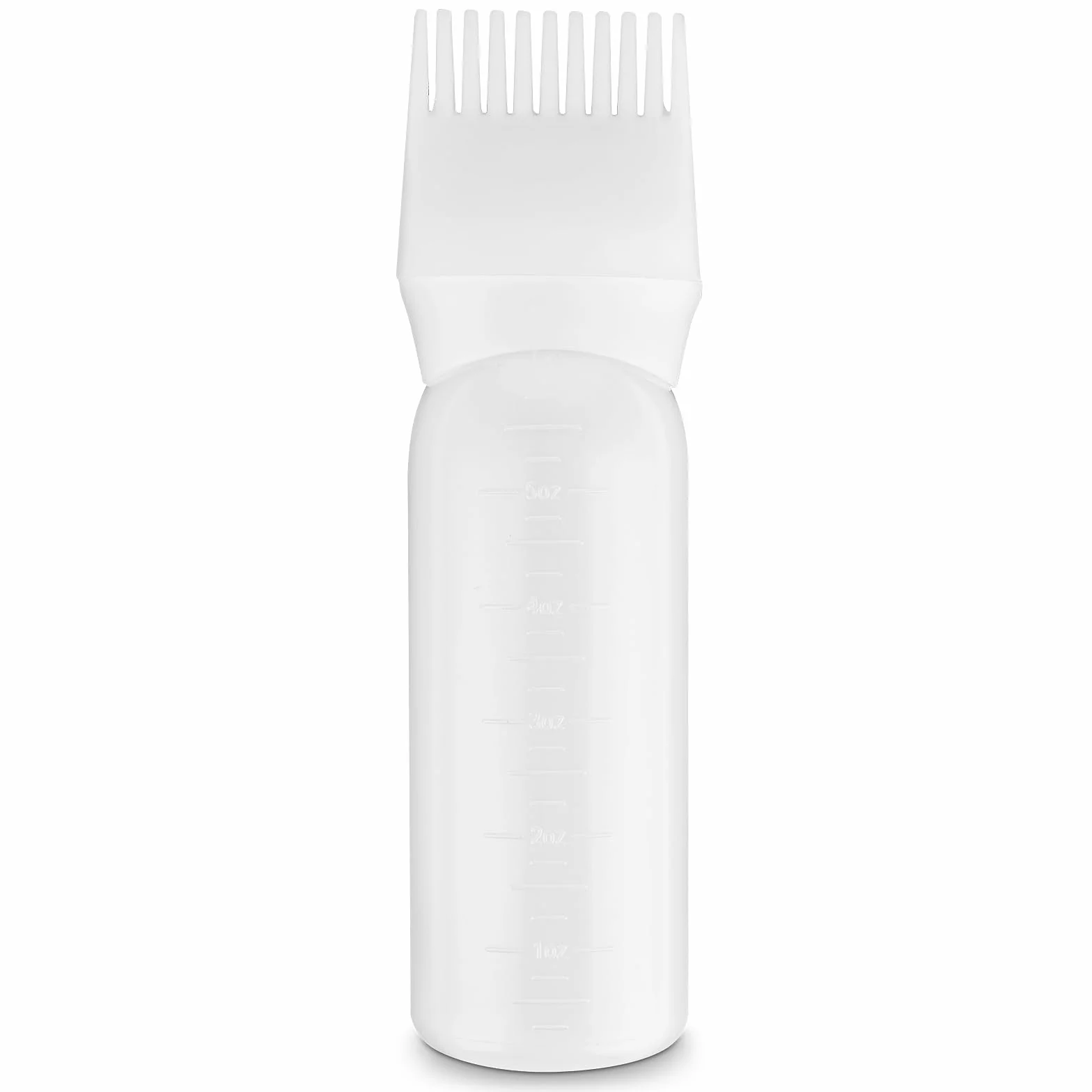 COMNICO Butelka z aplikatorem grzebieniowym, 170 ml, plastikowa nasadka do farbowania włosów, aplikator, aplikator, ze skalą stopniowaną, przenośny dozownik koloru włosów (biała)
