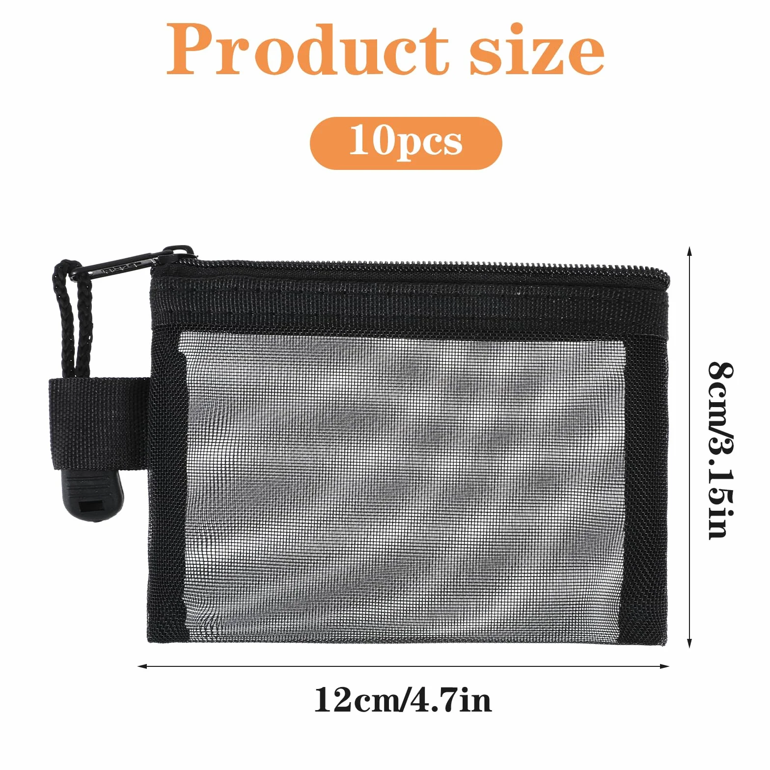 Yuanchu 10 sztuk Mini Mesh saszetka do kosmetyków z zamkiem błyskawicznym, mała kosmetyczka z siateczki nylonowej, mini torebka na makijaż, siateczkowa torebka czarna, przenośna torba na podróże, do