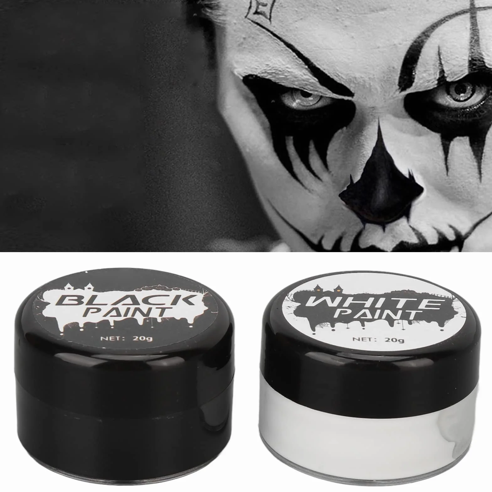 Farba do twarzy profesjonalny zestaw czarno-biały nietoksyczny do makijażu artystycznego Cosplay Halloween