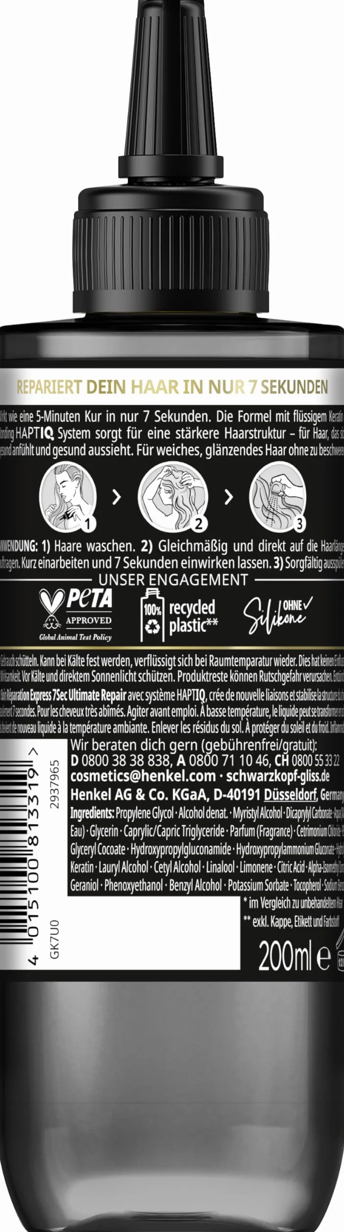 Gliss Kur Ultimate Repair kuracja do włosów 200 ml 7 Sec Express-Repair