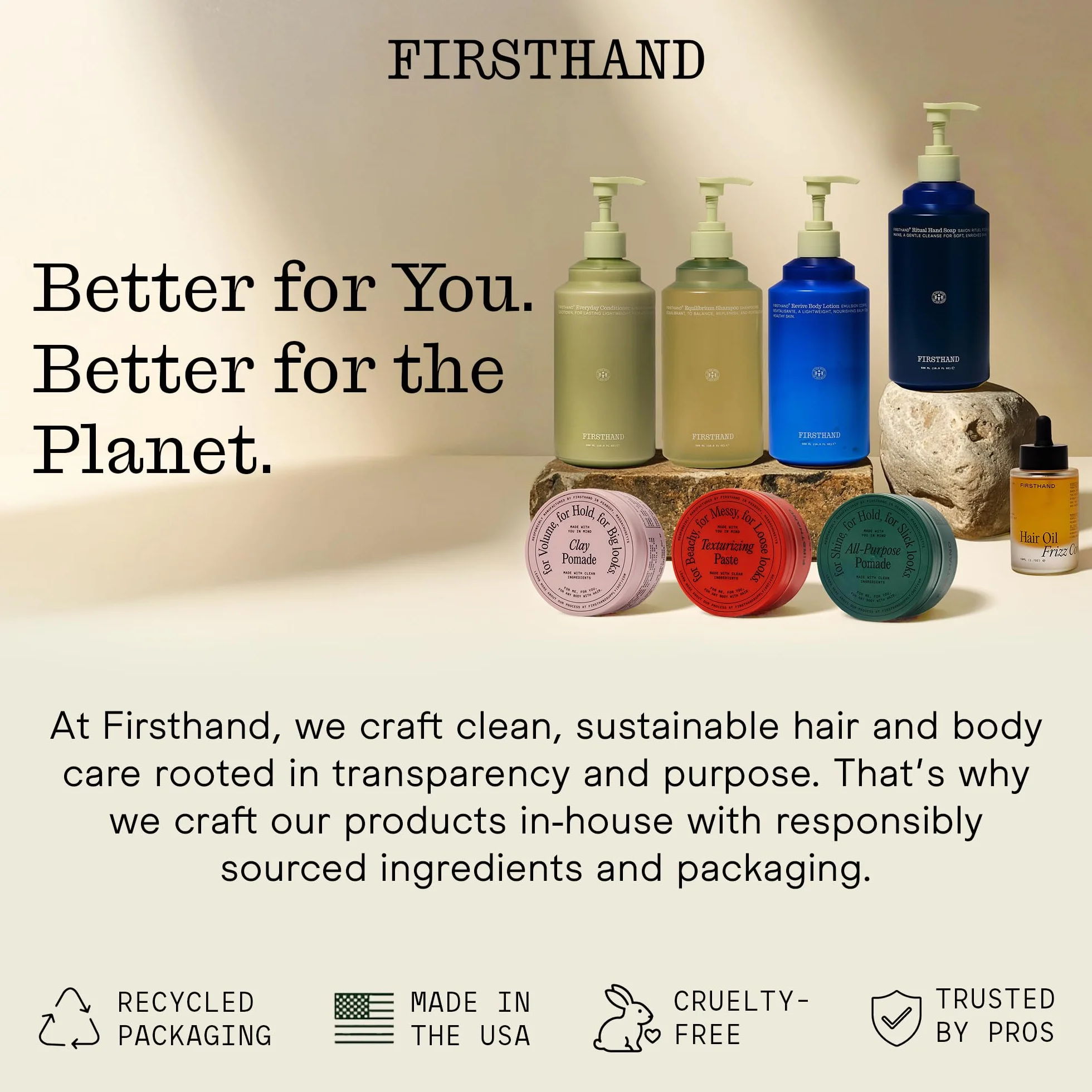 Firsthand Clay Pomade pomada z glinką do włosów matowe wykończenie mocne utrwalenie 88 ml