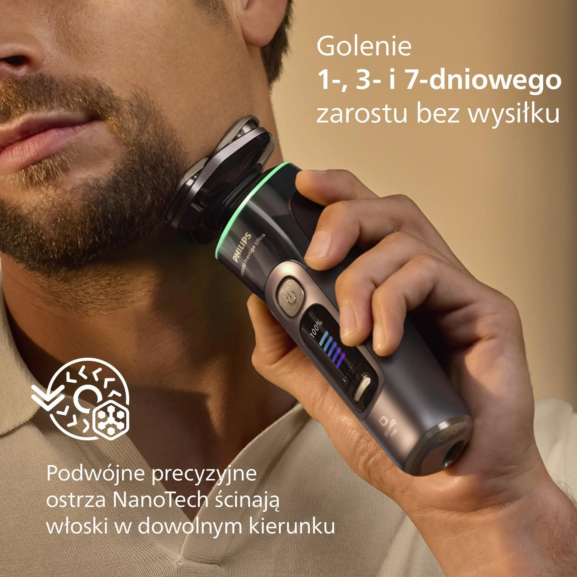 Philips Shaver i9000 Prestige Ultra, golarka elektryczna, Skin IQ Pro, Triple Lift & Cut, obrotowe 360º ostrza, 5 trybów, Model XP9402/46