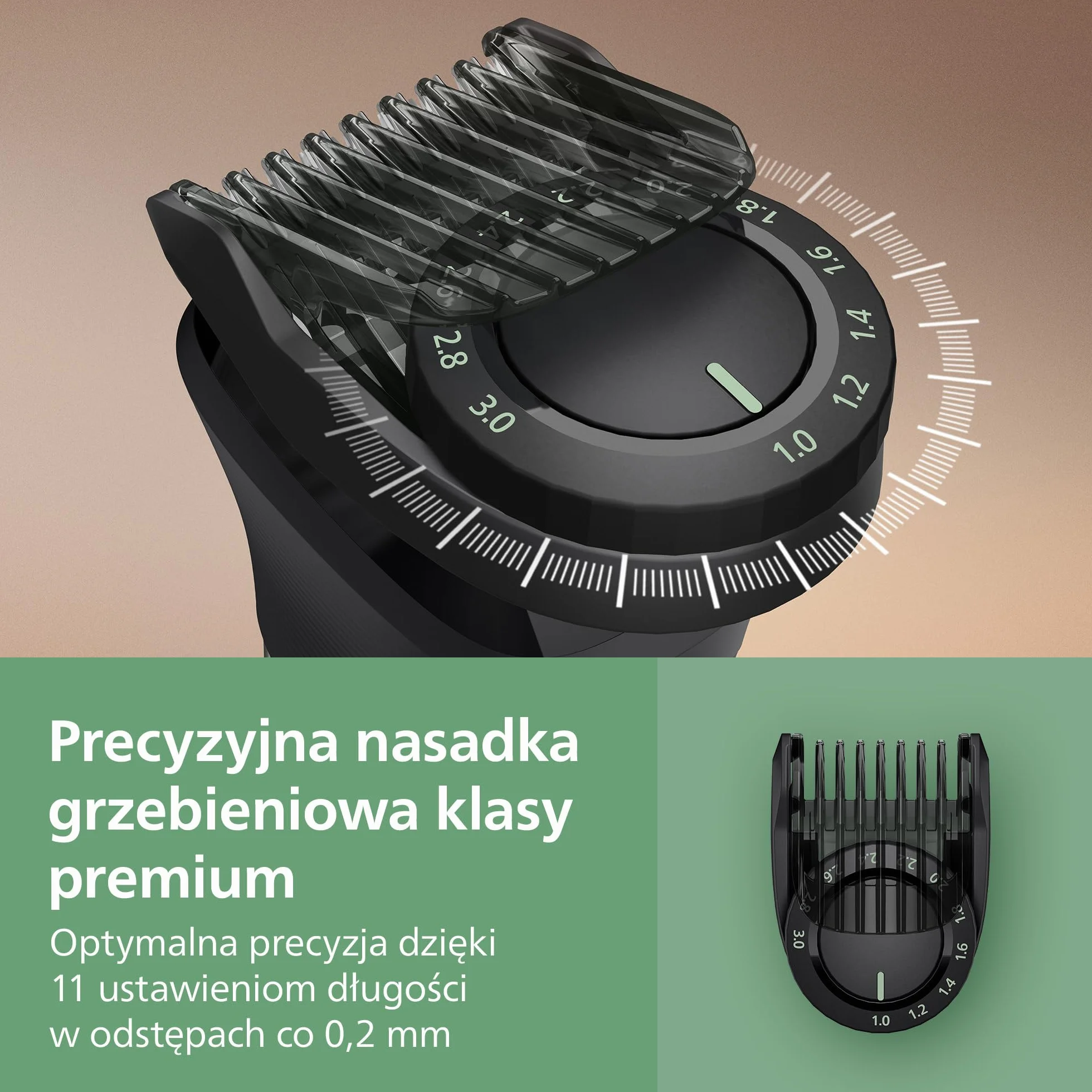 19-elementowy Philips Multigroom All-in-One z serii 9000: kompleksowy zestaw do pielęgnacji twarzy, głowy i ciała, dodatkowy trymer OneBlade, 27 ustawień długości (0,2-20 mm), model MG9556/15