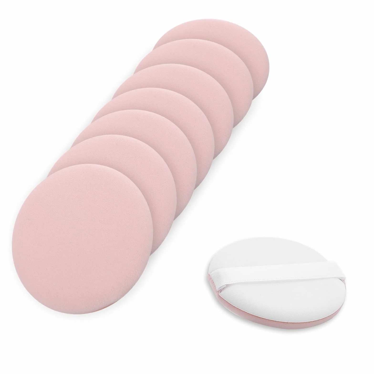 Molain Okrągła gąbka do makijażu z paskiem, 8 sztuk, zestaw 5 cm, pełne pokrycie, gładkie pudru, mieszanka podkładu, kremu, korektora, aplikatorów do makijażu twarzy