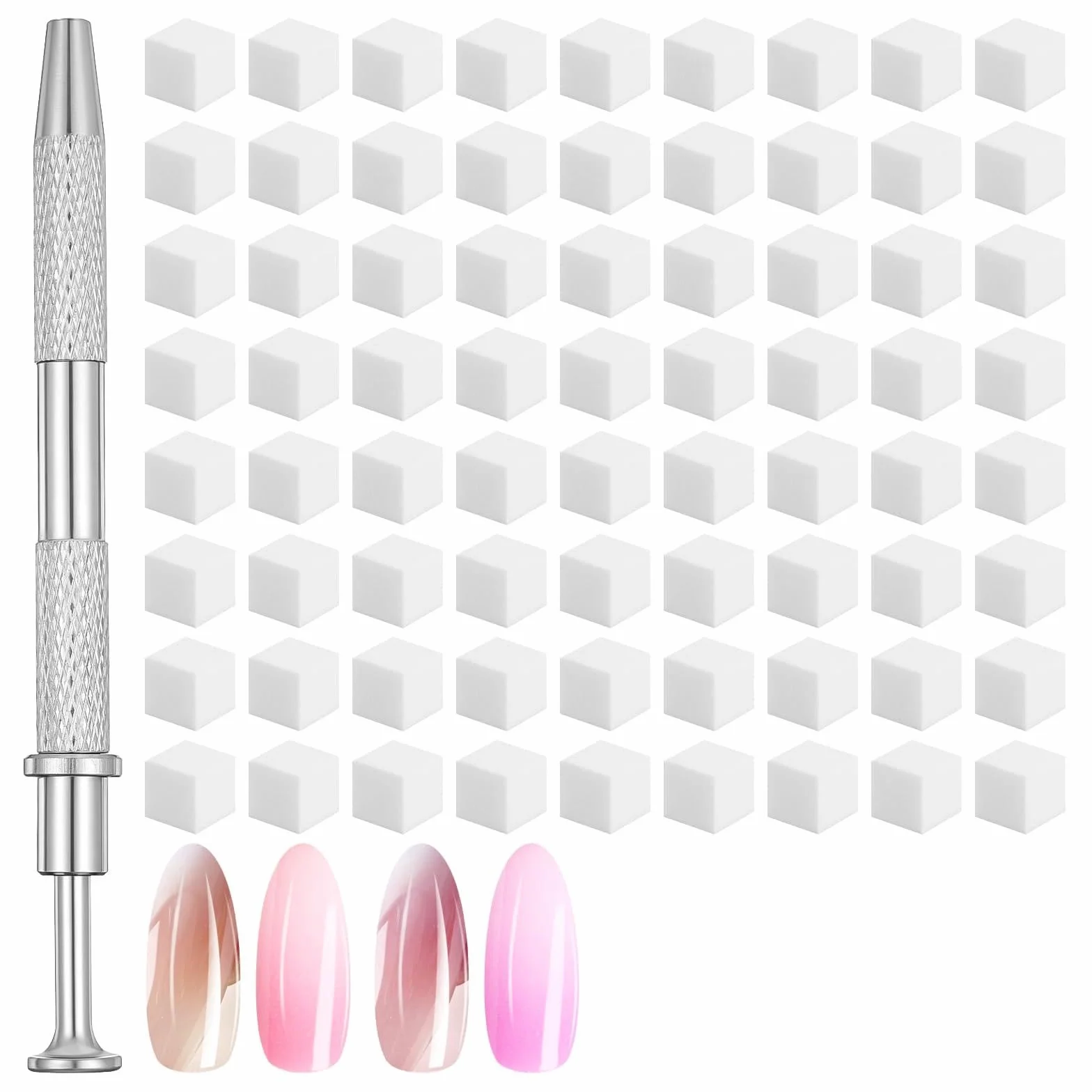 200 sztuk gąbek do zdobienia paznokci z metalowym chwytakiem, gąbka, pędzel, akcesoria do stylizacji paznokci, aplikator do manicure, gradientu, gąbek, do tworzenia wzorów