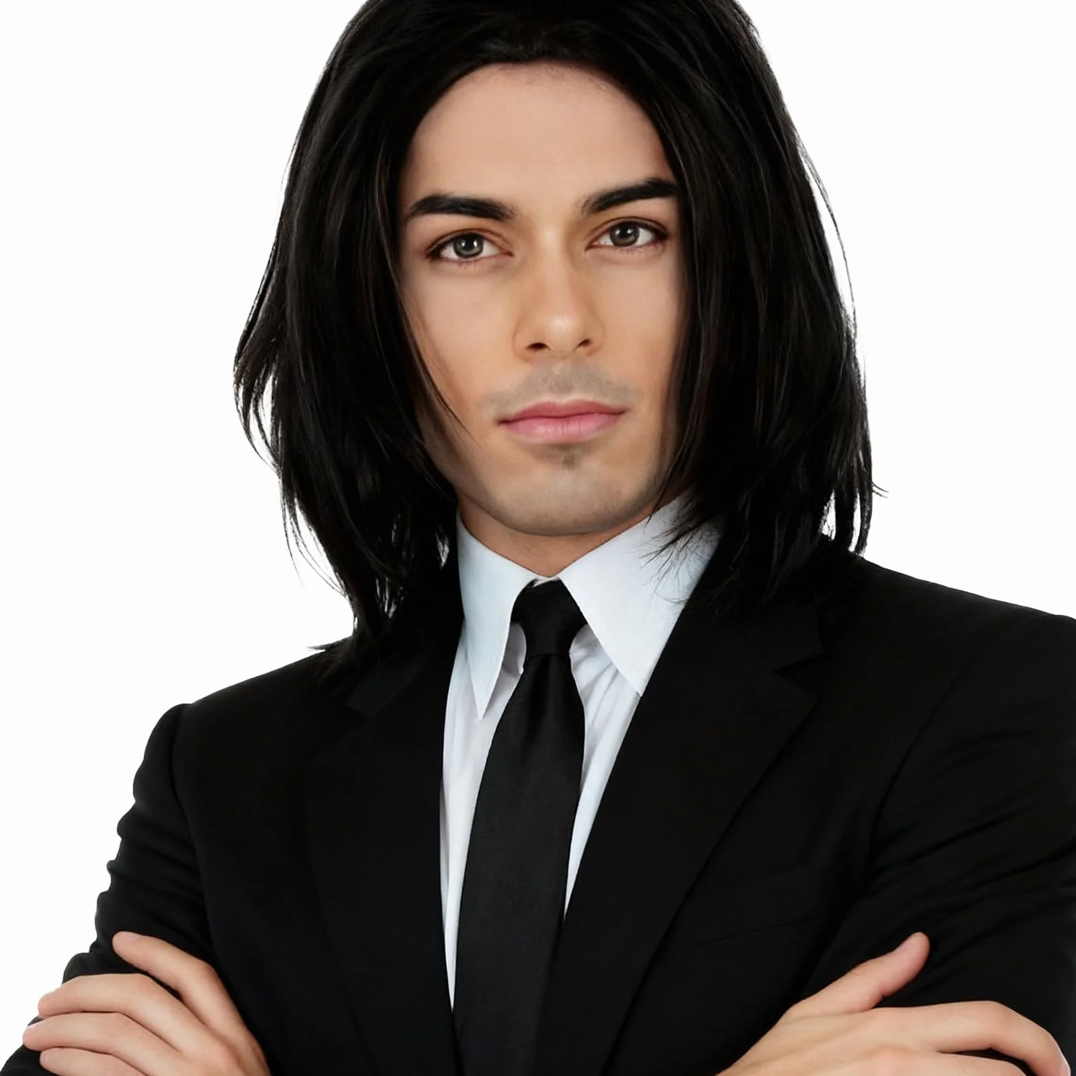 Długa peruka męska czarna na Halloween karnawał Cosplay Hippie Rock