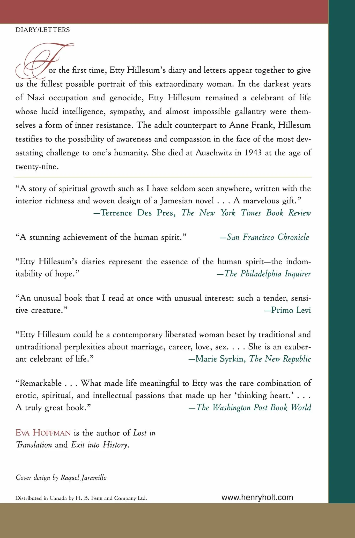 Etty Hillesum: An Interrupted Life and Letters from Westerbork