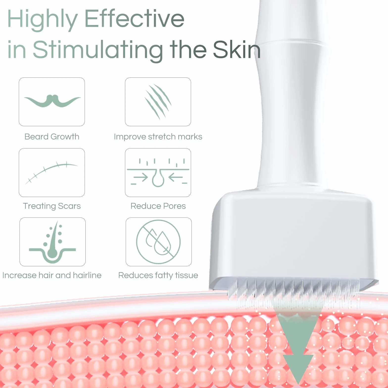 Profesjonalny Dermastamp 0-3 mm, 140 szpilek, do stymulowania wzrostu włosów, brody, twarzy