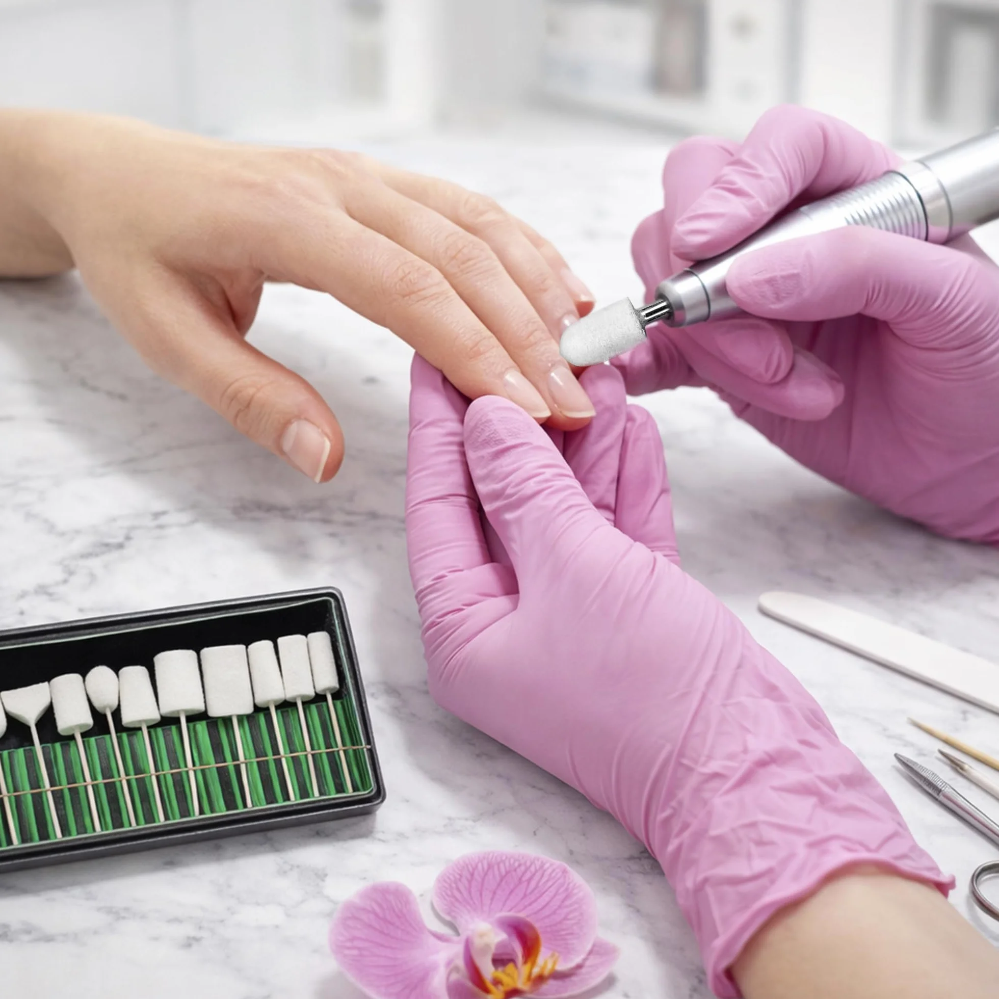12-częściowy zestaw końcówek do polerowania filcu, zestaw końcówek szlifierskich do manicure, pedicure, pielęgnacji paznokci