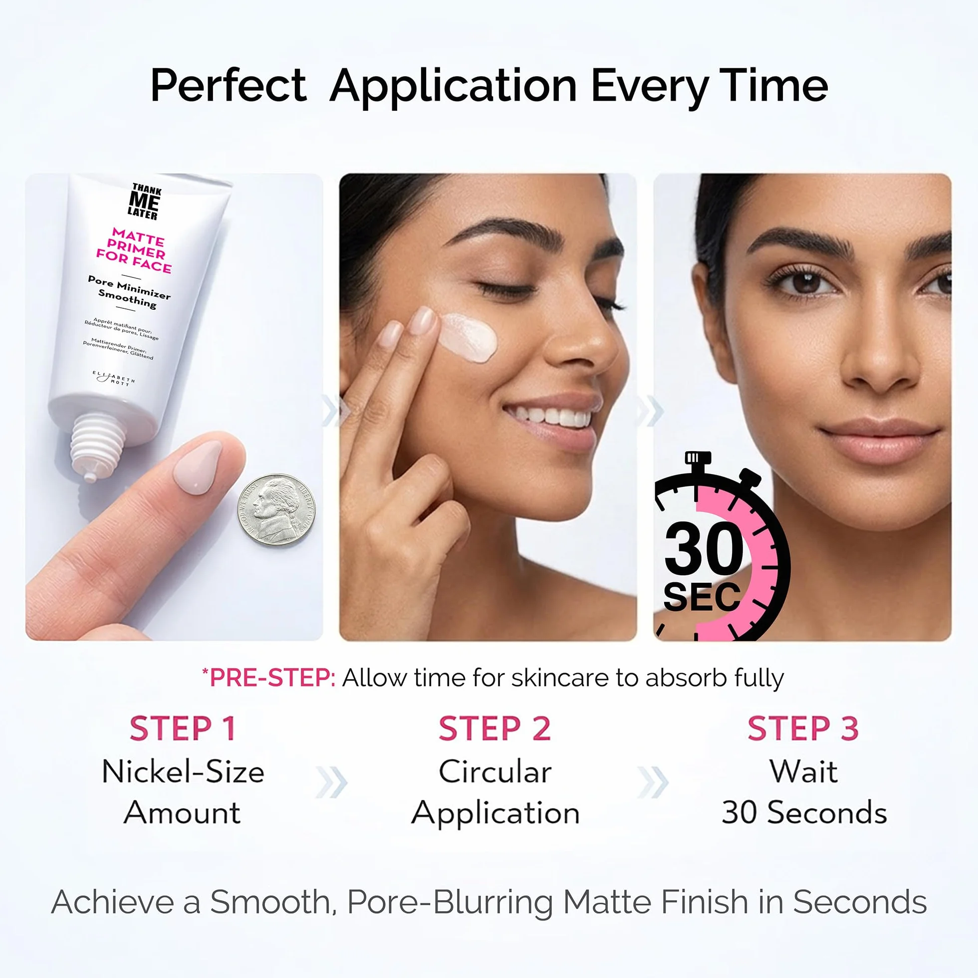 Elizabeth Mott Wodoodporny cień do powiek przeciw tłustym powiekom i zmarszczkom. Matte Face Primer (30 g) Claro