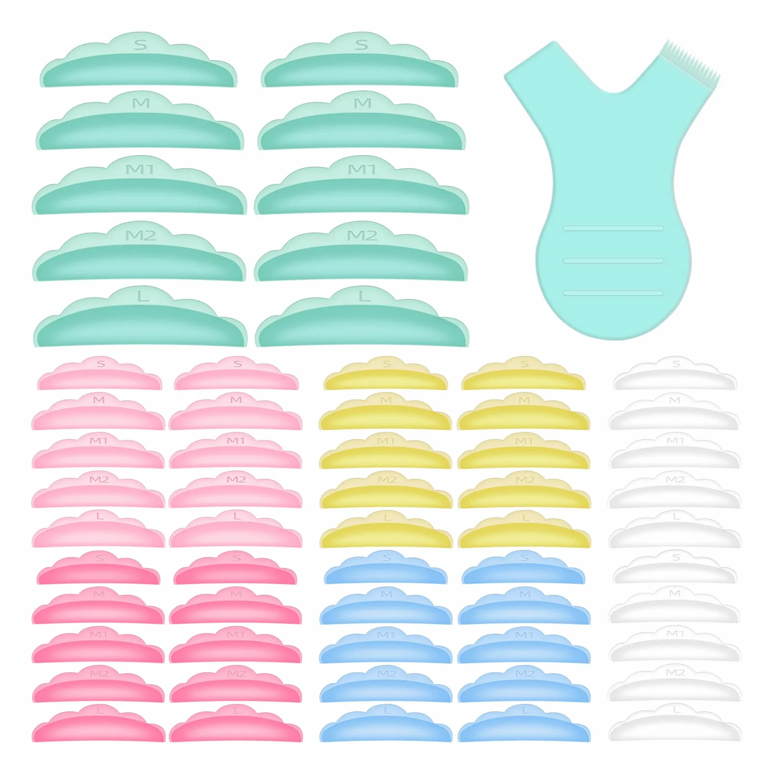 ATOMUS 60PCS Eyelash Perming Silicone Pads Eyelash Lift Perming Curler Shield Pads with 10PCS Y Shape Eyelash Brush