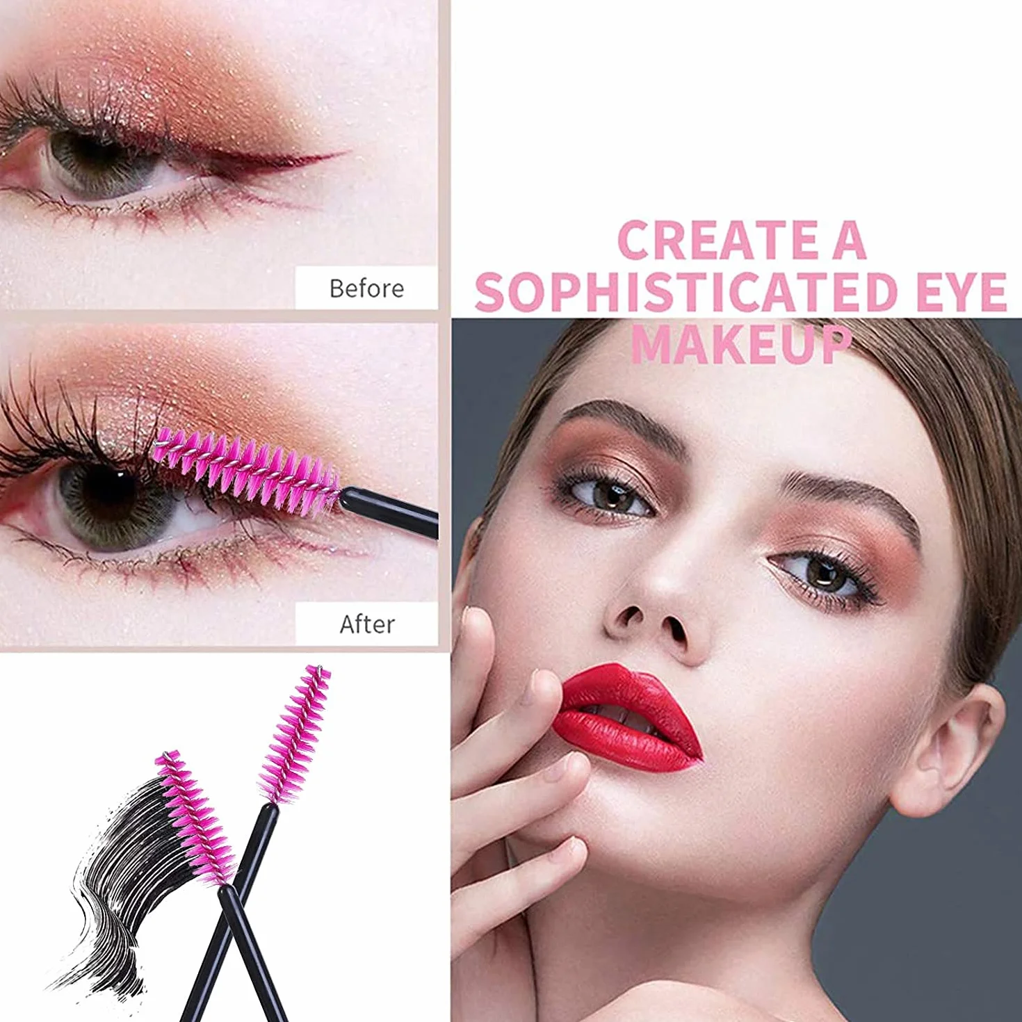 50 sztuk jednorazowe szczoteczki do rzęs Różki do rzęs Eye Lash Przedłużenia brwi szczoteczka jednorazowe grzebień rzęs dla brwi fałszywe rzęsy