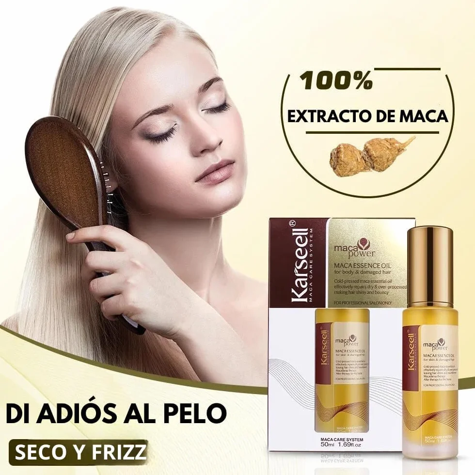 Karseell MACA CARE SYSTEM Serum Arganowe do Włosów i Skóry z Kolagenem Regeneracja Suchych Zniszczonych Włosów Antypuszenie Nawilżenie Blask Paznokcie Bez Spłukiwania Wszystkie Typy Włosów 50ml