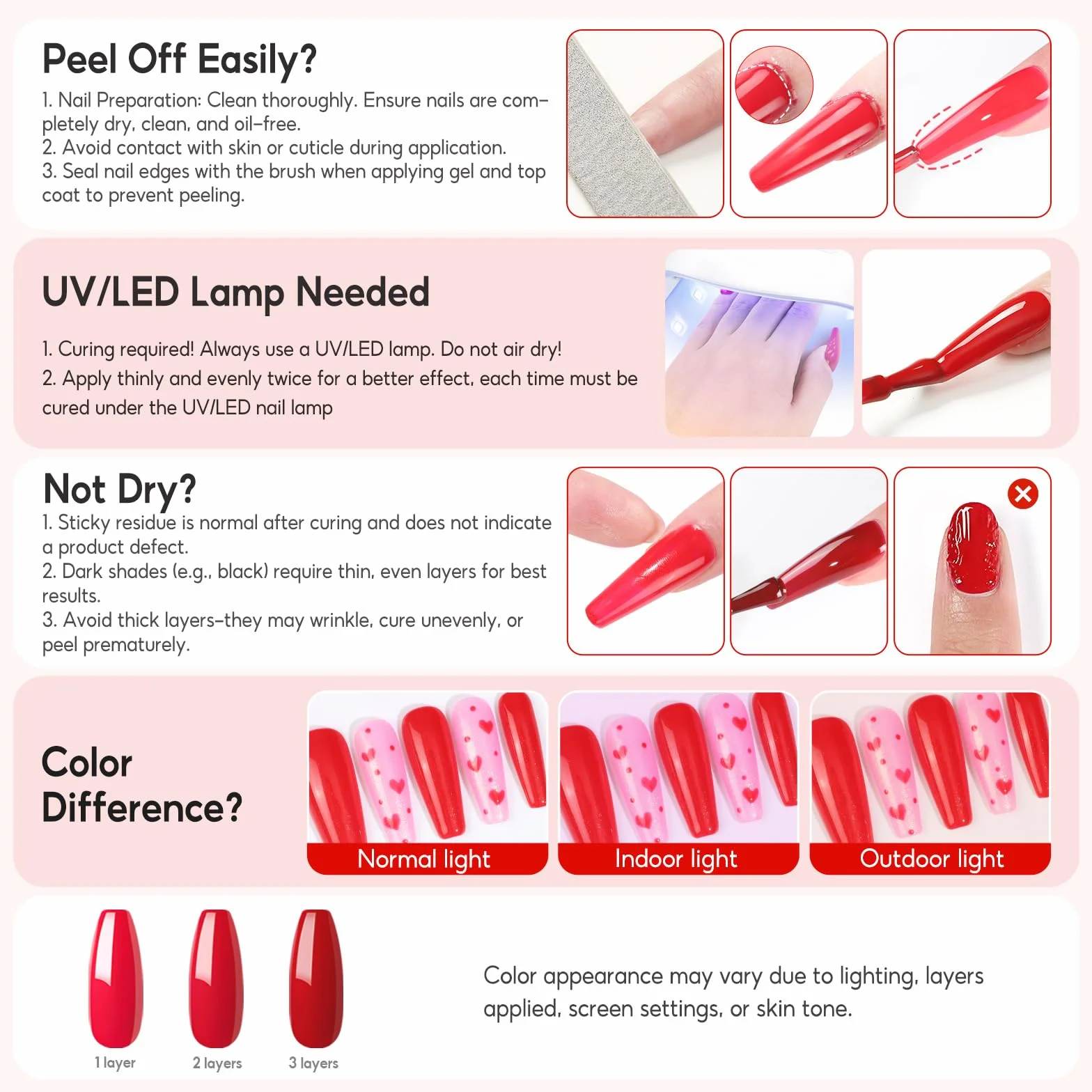 PEACECOLOR 10 ml Lakier żelowy do paznokci Czerwony Soak Off Lakier do paznokci UV Profesjonalna jakość salonowa i DIY zdobienie paznokci w domu