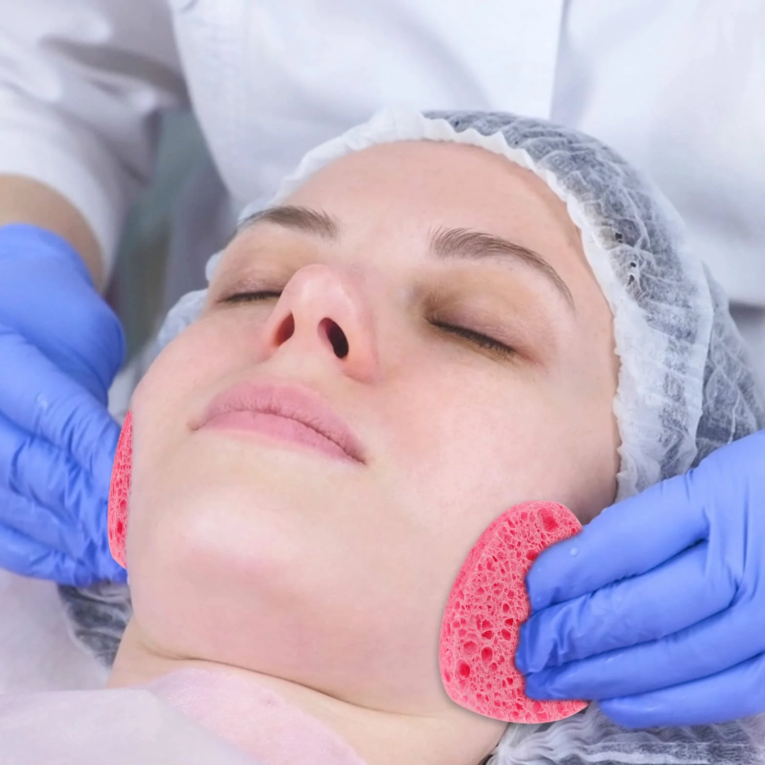 WLLHYF Zestaw 20 gąbek z naturalnej celulozy do oczyszczania twarzy, oczyszczania twarzy, usuwania makijażu, złuszczania porów (serce i różowy)