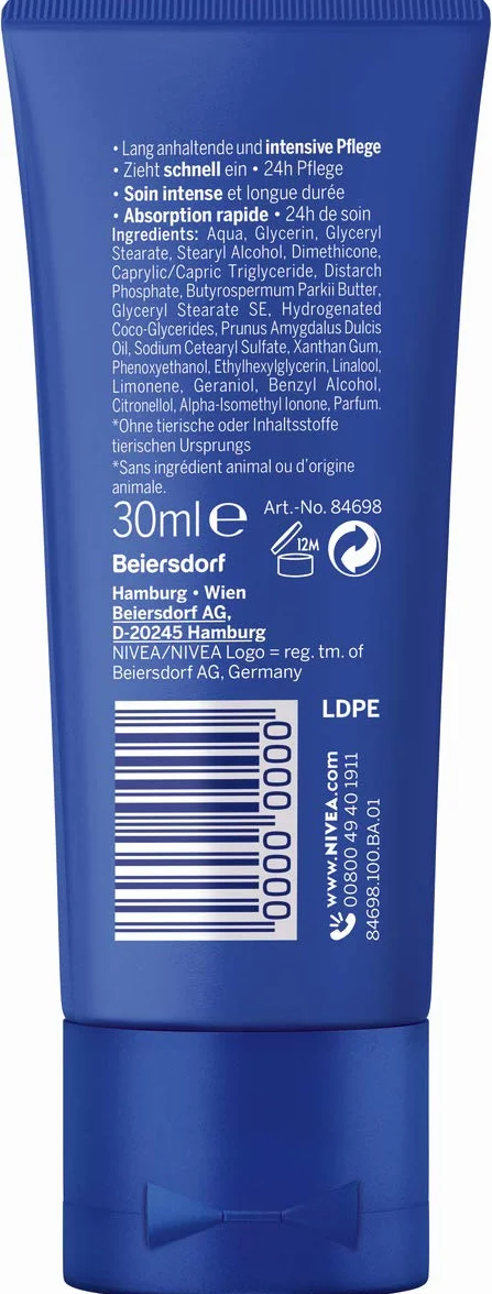 NIVEA Intensywna pielęgnacja dłoni Mini 30 ml krem do skóry olejek migdałowy nawilżenie
