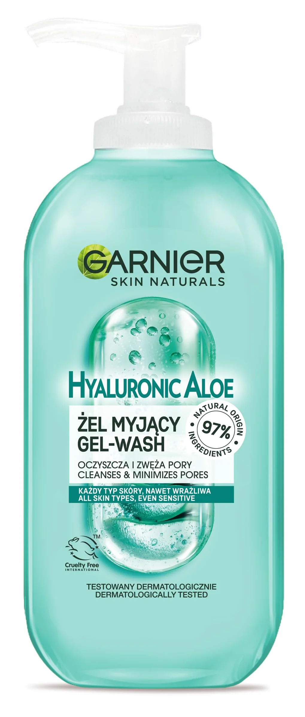 Garnier Skin Naturals Hyaluronic Aloe Żel oczyszczający, każdy typ skóry, nawet wrażliwa, 200 ml