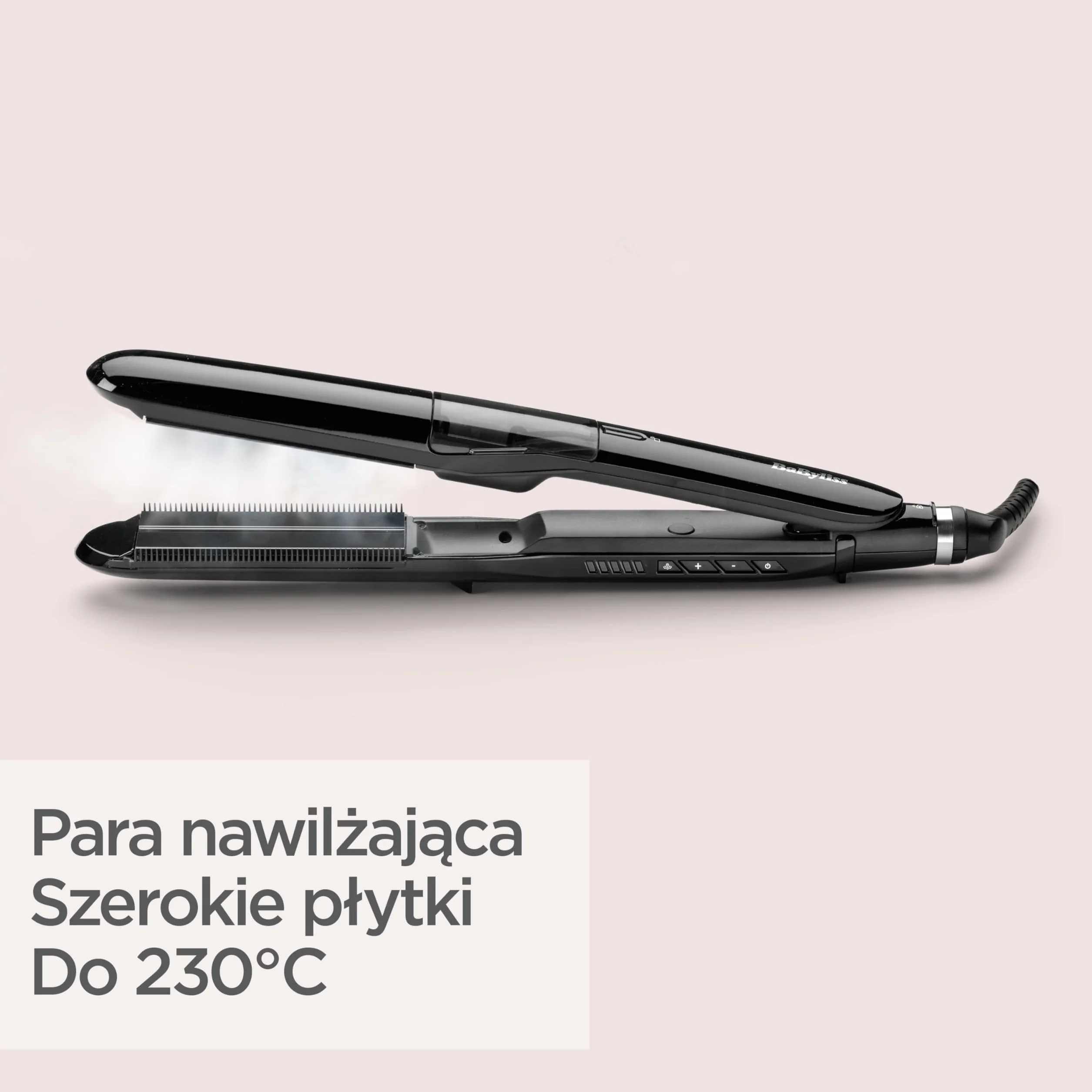 BaByliss Steam Straight Prostownica Parowa ST492E, Płytki Tytanowo-Ceramiczne, 5 Ustawień Temperatury 150-230°C
