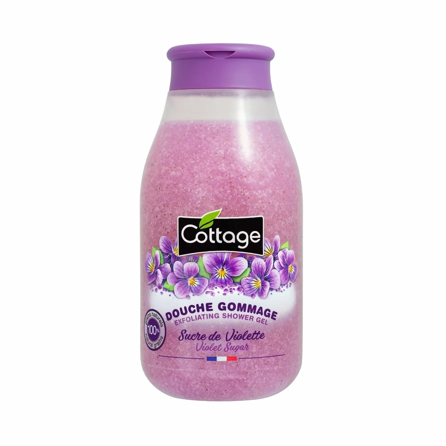 Cottage Peeling pod prysznic Fioletowy Cukier 100% Naturalne ziarna złuszczające