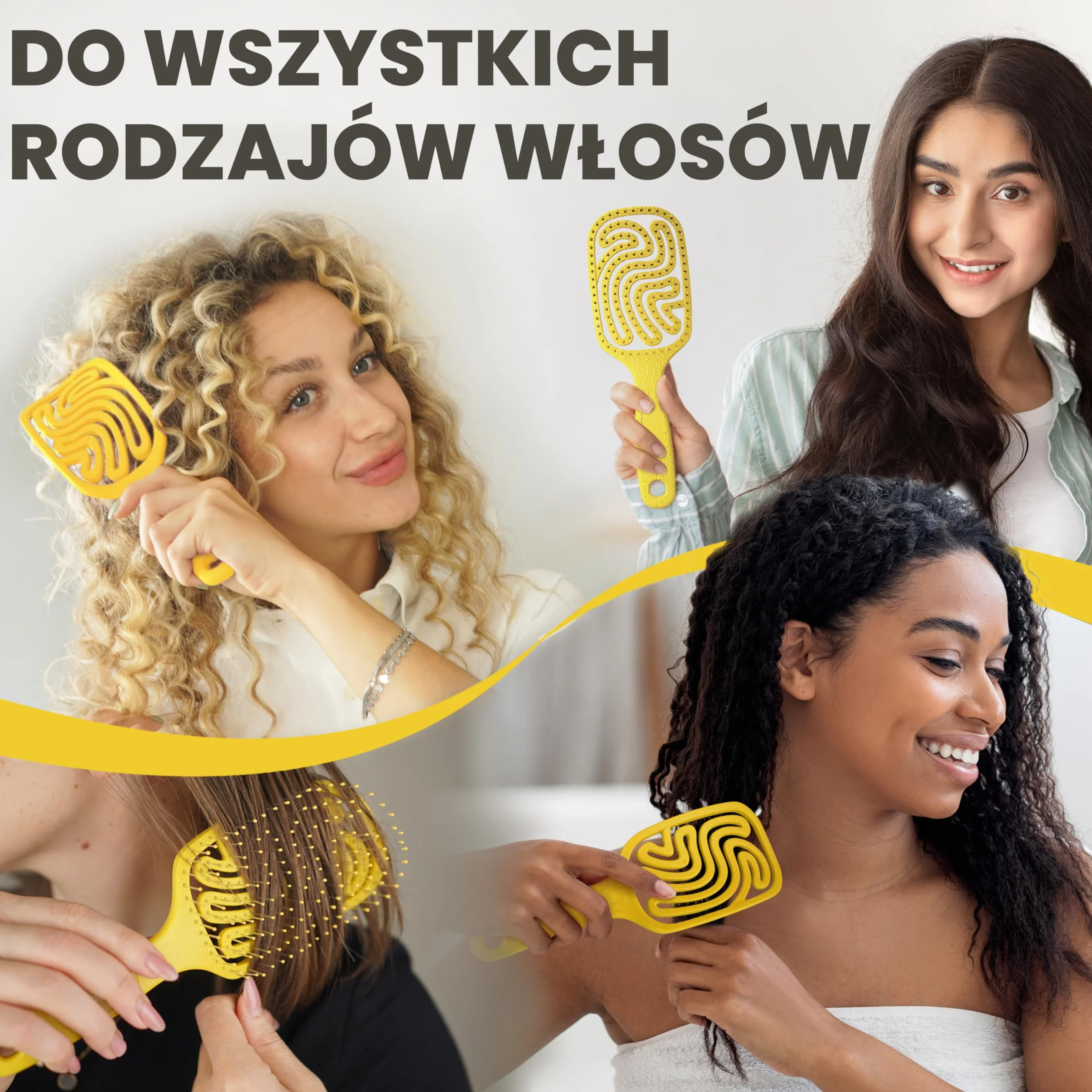 Walcora Szczotka Do Włosów Bez Ciągnięcia – Szczotka Rozplątująca & Detangler Dla Kobiet, Mężczyzn I Dzieci – Do Loków, Mokrych, Cienkich I Długich Włosów – Hair Brush – Żółty