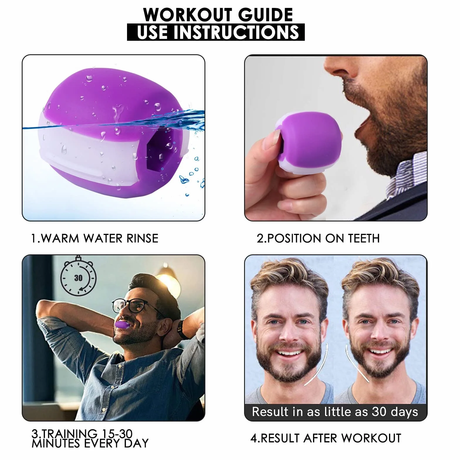 Jaw exerciser Zestaw 3 gum do ćwiczeń żuchwy i szczęki Jawline Muscle Shaper
