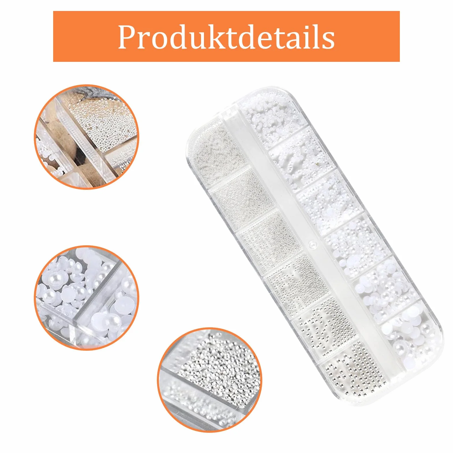 Nail Art kamienie stras białe koraliki płaskie do dekoracji paznokci 12 rastrów