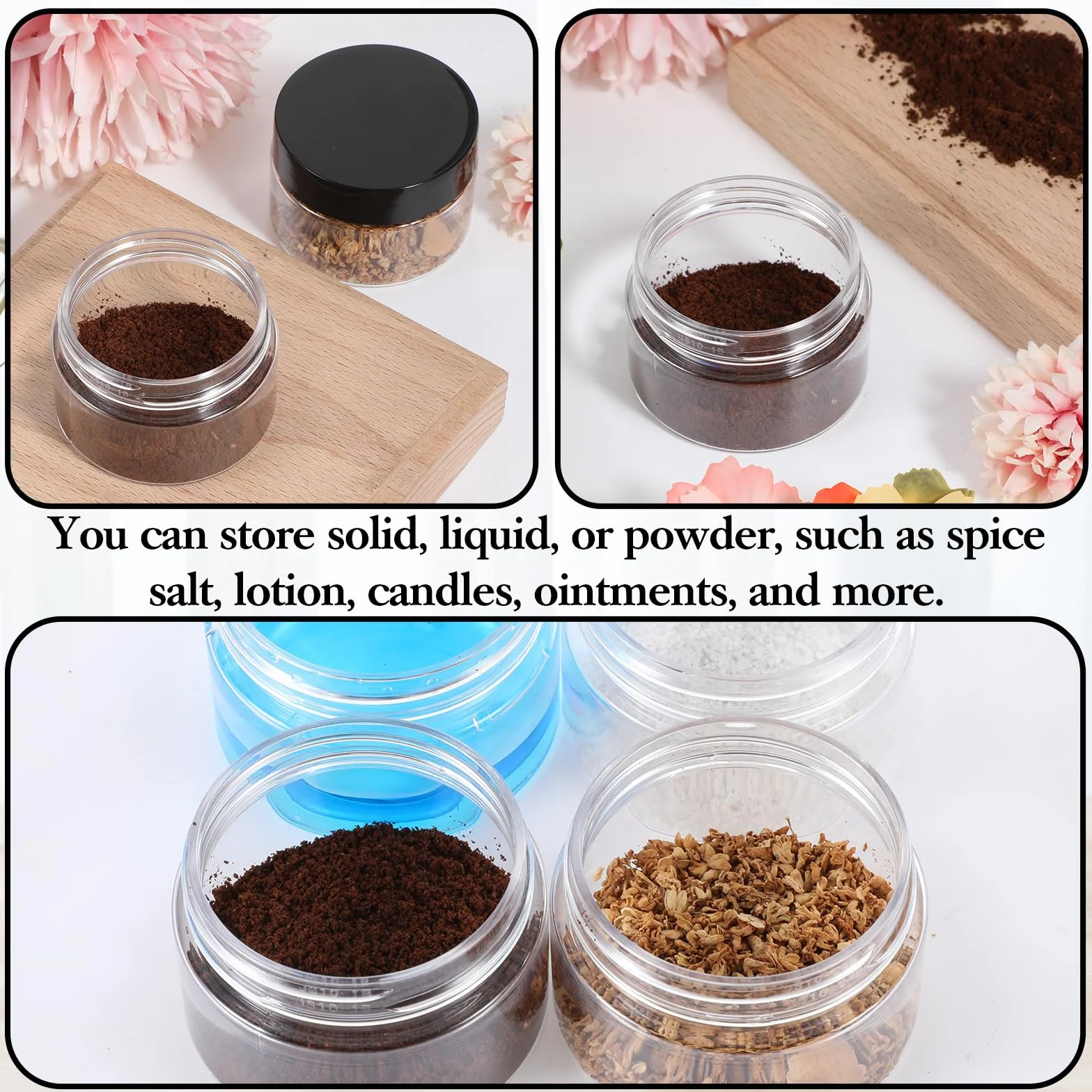 4 sztuki słoiczki, 30ml plastikowe słoiczki kremowe do napełnienia, słoiczki na balsam do ust, słoiczki kremowe, małe słoiczki na smary, pojemniki kremowe, puste słoiczki na kosmetyki, kremy