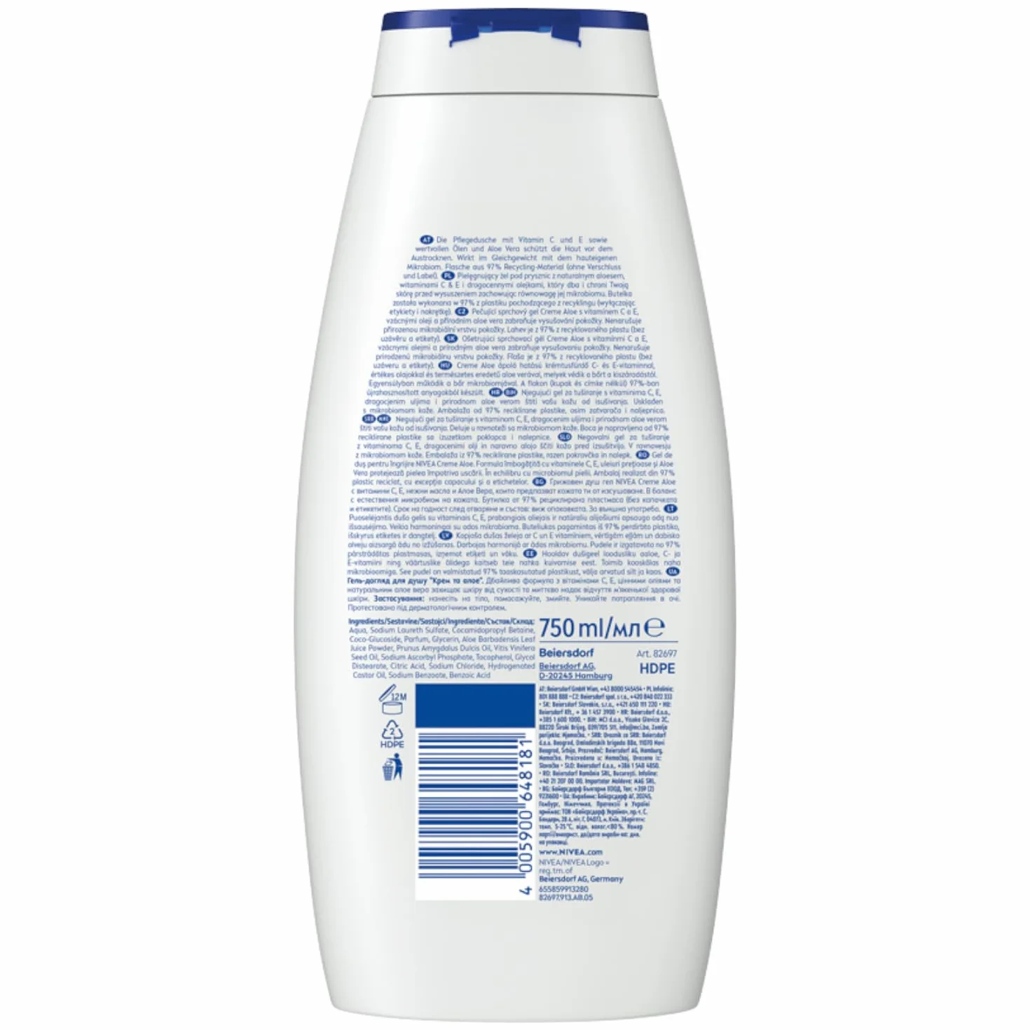 NIVEA Creme Aloe Kremowy żel pod prysznic do ciała 750 ml