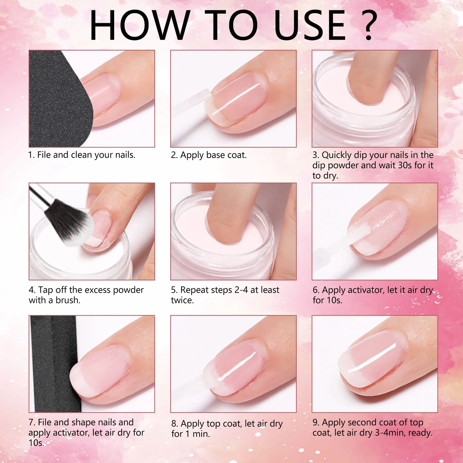 Zestaw do dippingu proszkowego, 8 kolorów Nude Grey Dip Powder Nail Kit Starter with Top Base Coat Activator & Manicure Tools, Dip Powder Nail Kit for French DIY Home Nail System