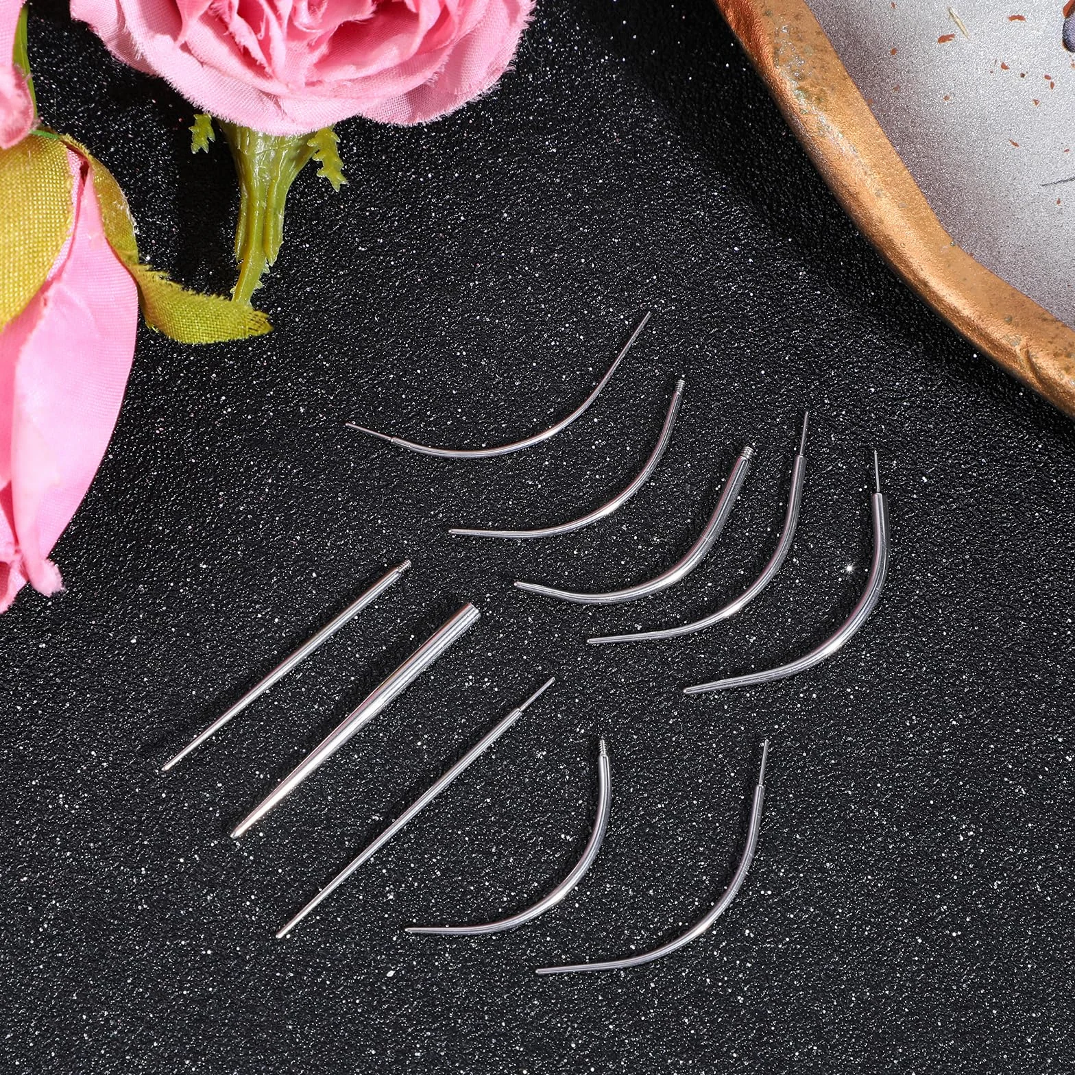Zestaw 10 igieł do piercingu ze stali chirurgicznej 14g 16g 18g stal nierdzewna