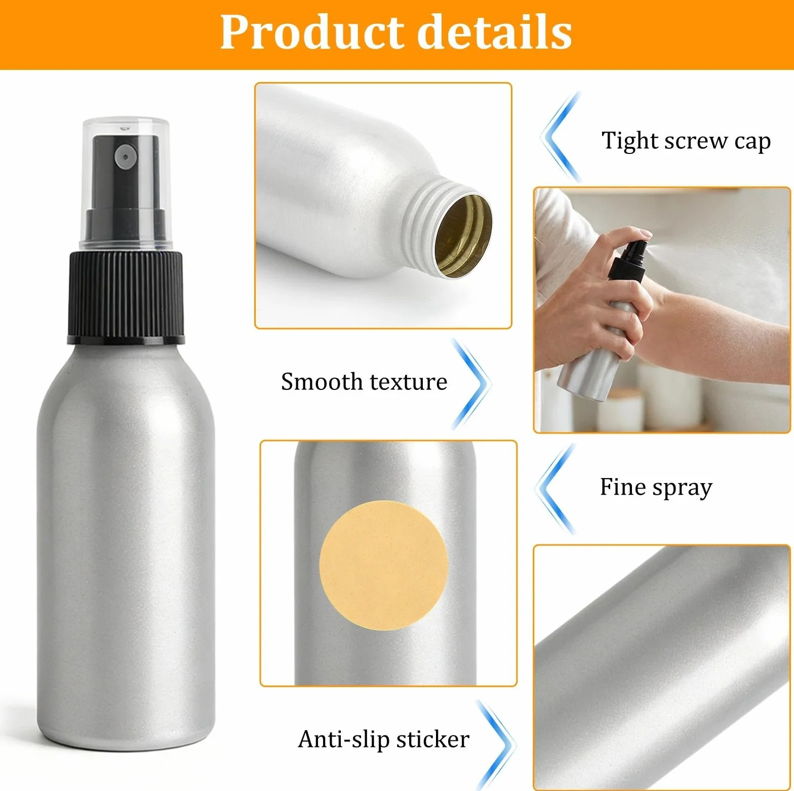 Butelka z rozpylaczem 100 ml aluminium do napełniania, przyjazna dla środowiska, do małych włosów, rozpylacz z drobną mgiełką, wielofunkcyjna butelka z rozpylaczem wody do gospodarstwa