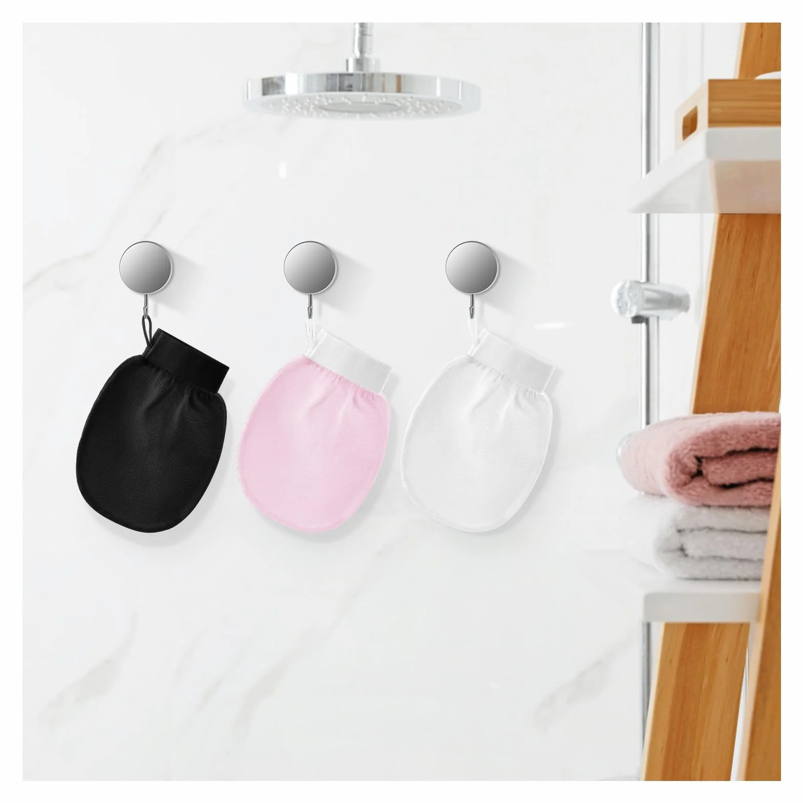 URAQT Rękawiczki złuszczające, 3-pak rękawic do peelingu ciała, do kąpieli, SPA, rękawice złuszczające, dwustronne, głębokie czyszczenie, rękawice do usuwania martwej skóry, głębokie czyszczenie ciała