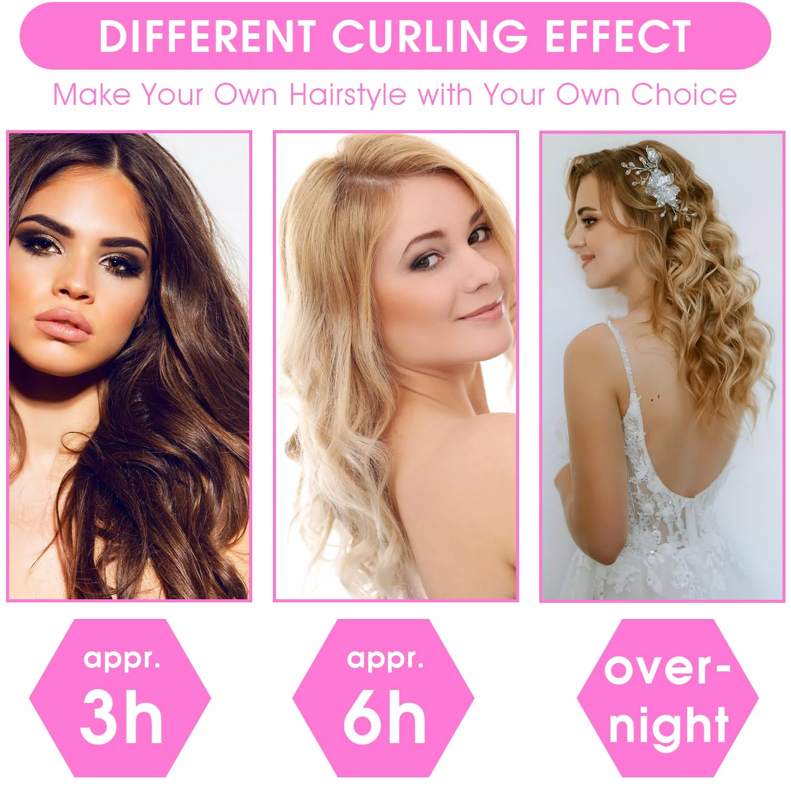 3 sztuki bezpiecznych lokówek, APLZGMG Heatless Curls Band, do użytku na noc z haczykami, lokówki bez wysokiej temperatury, dla wszystkich rodzajów włosów (czarne)
