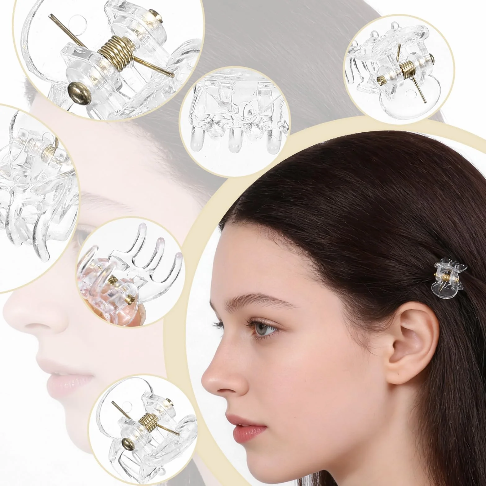 40 sztuk małych spinek do włosów, 1,5 cm, mini ozdoby do włosów, przezroczyste spinki do włosów z tworzywa sztucznego, akcesoria do stylizacji włosów dla dziewcząt i kobiet
