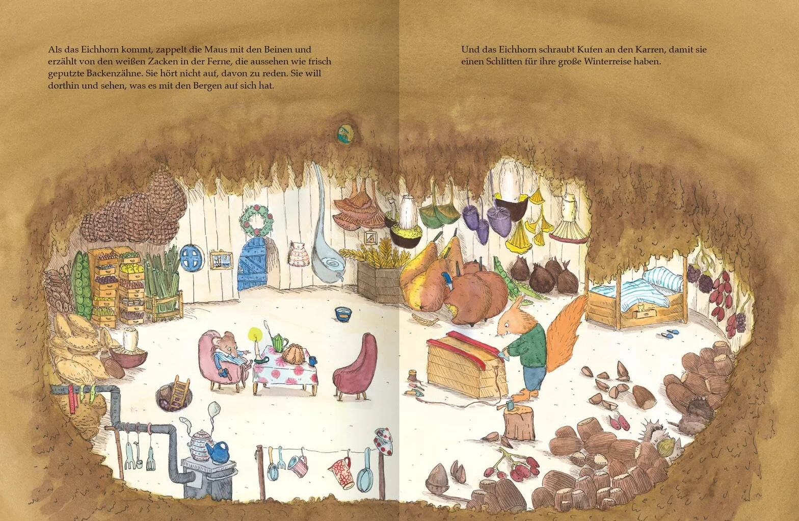 Maus und Eichhorn auf großer Winterreise