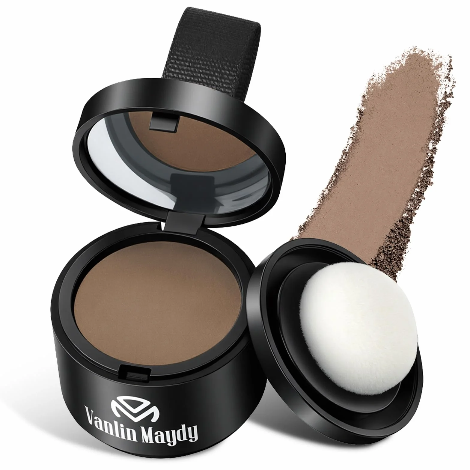Root Touch Up Powder 4 g, korektor linii włosów, do szarych korzeni i przerzedzających się włosów, odporny na pot i wodę, z lustrem i pudrem, ciemnobrązowy