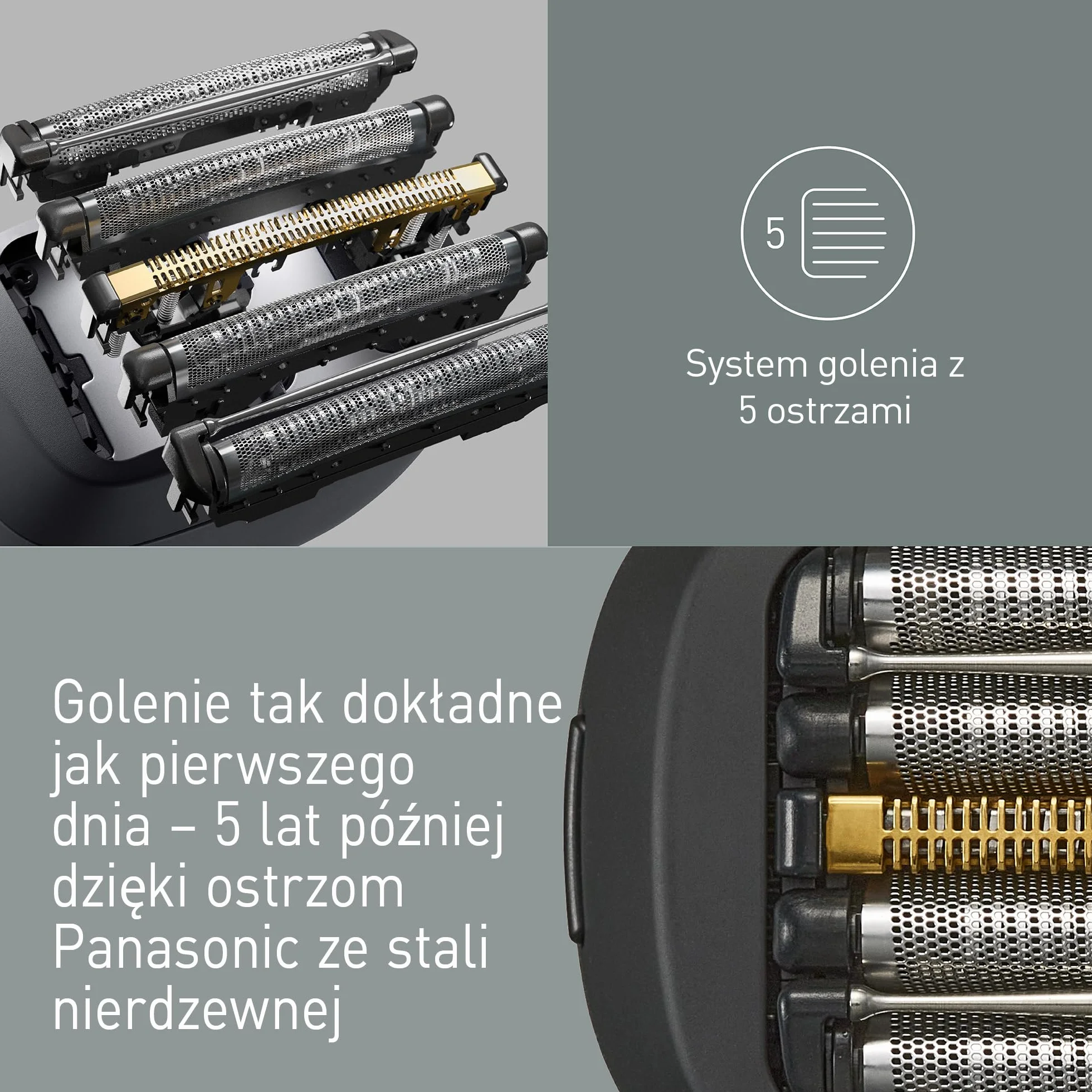 Golarka Panasonic ES-PV3B-K803 Series 900s, Golenie na Mokro i Sucho, 5-Ostrzowa Golarka Elektryczna Dla Mężczyzn, Inteligentny Czujnik Zarostu, USB-C, Etui, Matowa Czerń