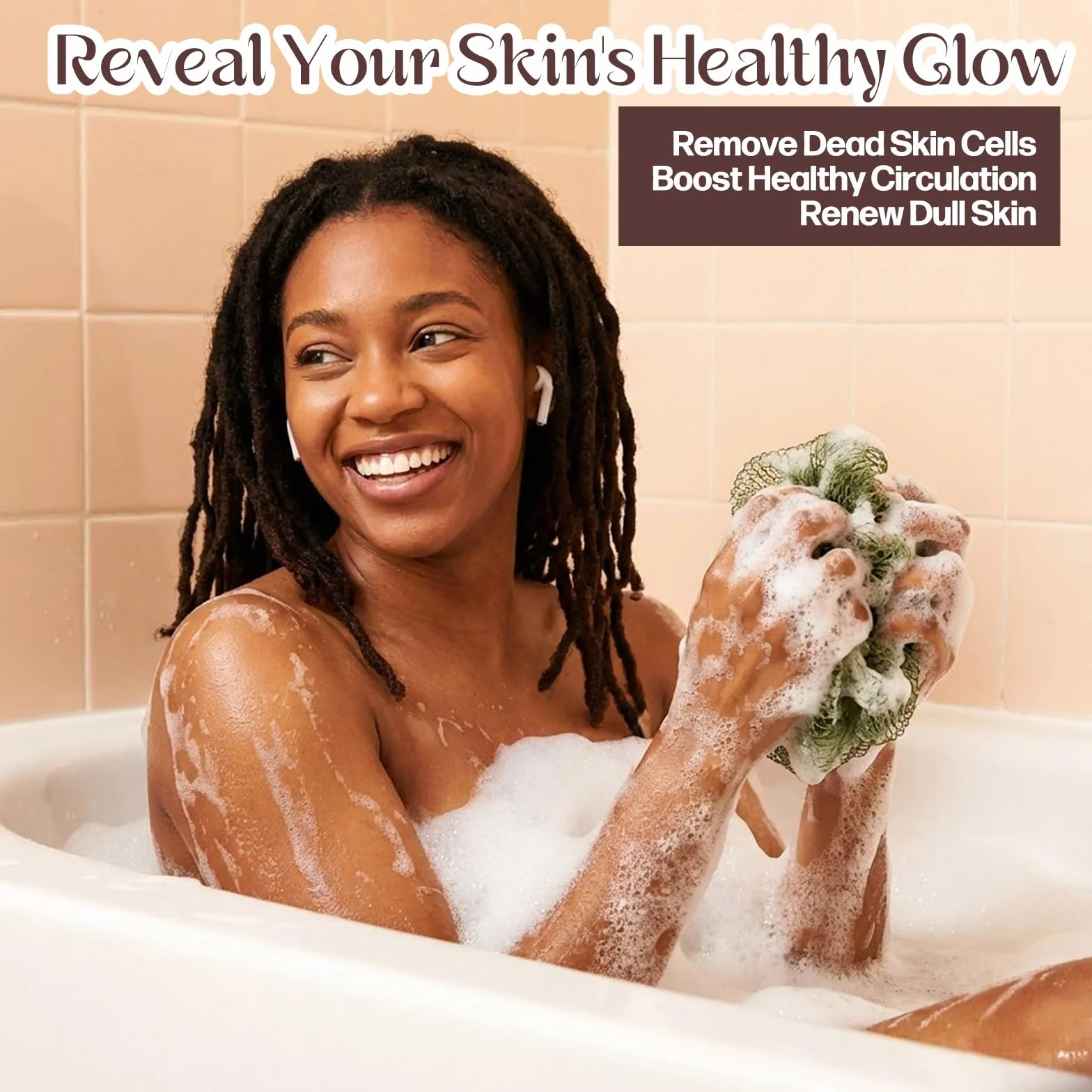 Qianyu 2 szt. afrykańska gąbka siatkowa peeling do ciała złuszczająca gąbka do kąpieli prysznic luffa podróżne przenośne akcesoria łazienkowe dla kobiet mężczyzn wszystkie rodzaje skóry pielęgnacja